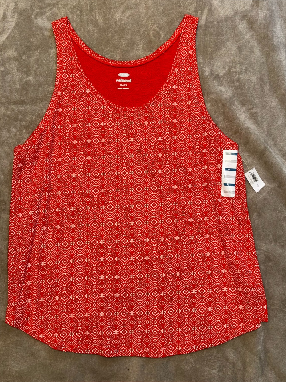Old Navy Relaxed Tank Top XL Orange Geometric